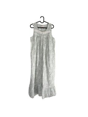 Shabby Chic Mint Green Womens Medium Cottagecore Floral Crochet Trim Nightgown